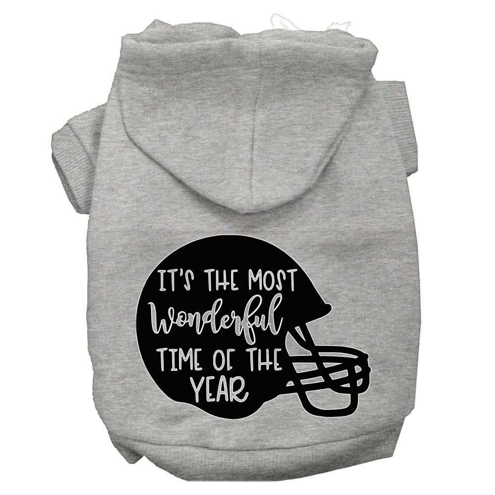 Most Wonderful Time of the Year (Football) Screen Print Dog Hoodie Grey S